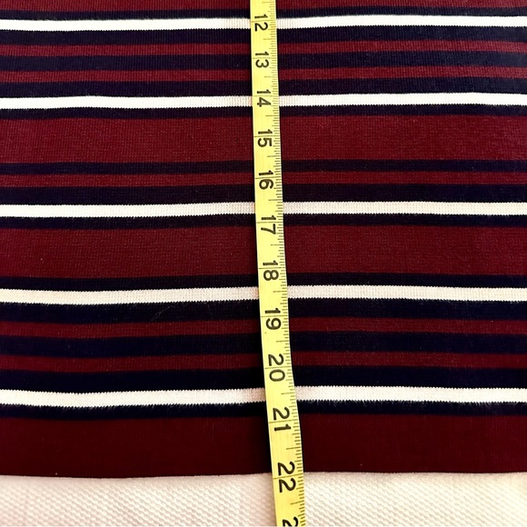 LOFT Striped Pull on Skirt, Navy Blue, Burgundy, Ivory Stripes, Size Large, NWT - Picture 7 of 11